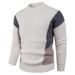 Pure Autumn Winter New Color Block Men's Sweater Simple Versatile Loose Casual Base Knitwear Cross-Border_viptrois.com