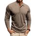 Men's Long-Sleeve Henley Polo Shirt – Textured Knit Fabric, Euro Retro Style (S-Xxxl, Slim Fit, Moisture-Wicking Polyester, 12 Colors)_viptrois.com