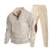 Men's Clothing Autumn Casual Stand-Up Collar Corduroy Sweatshirt & Pants Set - Soft Cotton Blend, Stylish & Comfortable, Multiple Colors Available_viptrois.com