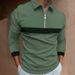 Zipper Stitching Lapel Polo Shirt Men's Long Sleeve T-shirt_viptrois.com