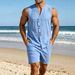 Men's Linen Sleeveless Tank Top - Breathable Summer Undershirt & Casual Wear In Multiple Colors Sleeveless Design_viptrois.com