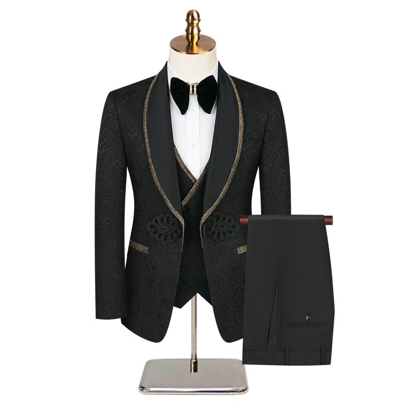 Men's Clothing New Style Supporter Suit Wedding Dress Groomsmen Three Piece Suit_viptrois.com