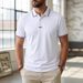 Men's Casual Short Sleeve Polo Shirt - Breathable Cotton Blend, Relaxed Fit, Solid Colors For Summer_viptrois.com