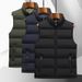 Unisex Quilted Work Vest – Reversible Stand Collar Jacket, Polyester Cotton-Filled Utility Vest For Outdoor & Casual (Black/Dark Green/Navy, M-6XL)_viptrois.com