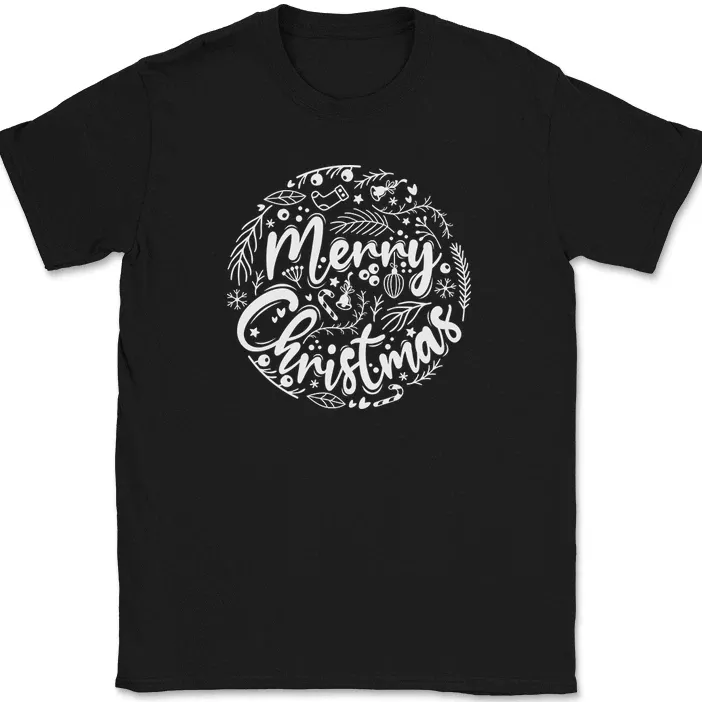 Merry Christmas T-Shirt Mens Womens Tees Top Funny Beautiful Holiday Xmas Santa Elves Text Tee_viptrois.com