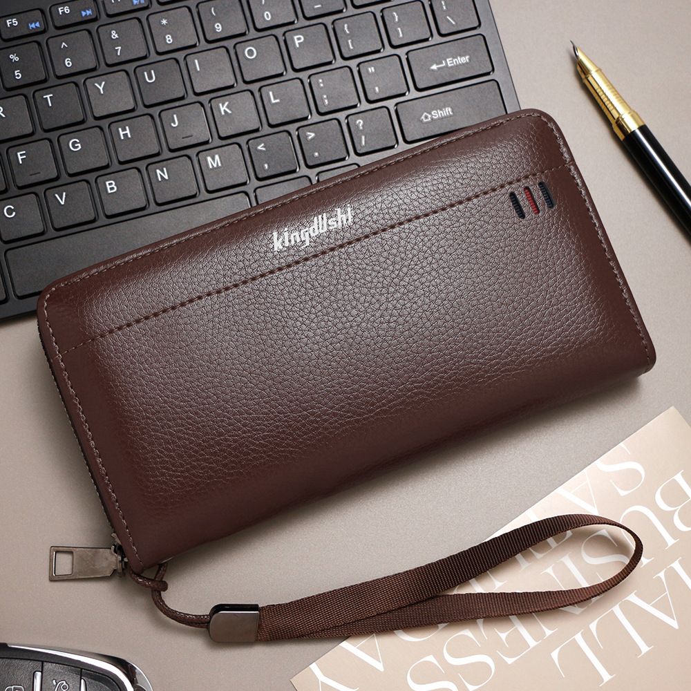 Men's Wallet PU Leather Men's Long Wallet Large Capacity Multi Card Slots Clutch Wallet Business Wallet_viptrois.com