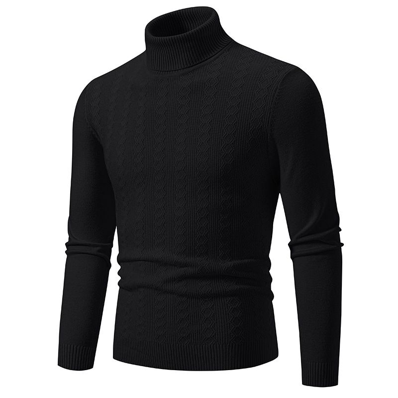 Men's Clothing Men's High Neck Knit Sweater Slim Fit Casual Pullover Soft Breathable Fabric Stylish Solid Color Long Sleeve Top For Autumn Winter_viptrois.com