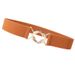New Single Loop Black Japanese Minimalist Elastic Waistband for Women's Dress Slim Fit Waist Belt with Circular Buckle Waistband_viptrois.com