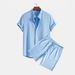 2025 Summer Men's Clothing Shirt Casual Loose 3D Print Short Sleeve Shorts Ice Silk Set_viptrois.com