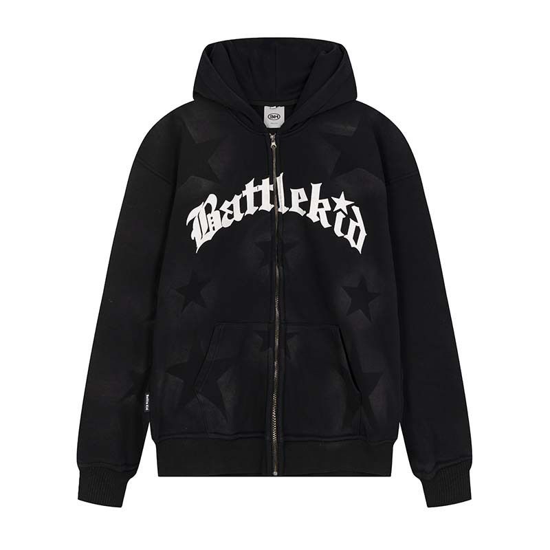 Gothic Punk Zip-Up Hoodie – Y2K Streetwear With 3D Print & Oversized Fit (Unisex, Zip-Front, Drop-Shoulder For Dark Academia & Hip-Hop Aesthetics)_viptrois.com