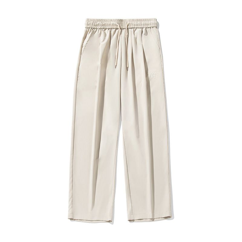 Men's Clothing Drape Loose Casual Pants Spring And Summer Retro Pleated Design Straight Pants Letter Print Long Pants_viptrois.com