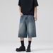 2025 2025 Summer American Lightning Crack Black Grey Jeans Men's Straight Tube Loose Wide Leg Shorts Y2k Street Hip Hop Sevens_viptrois.com
