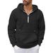 Men's Fleece Zip-Up Hoodie - Winter Warm Half-Zip Pullover With Stand Collar, Slim Fit Long Sleeve Sweatshirt For Casual & Streetwear_viptrois.com