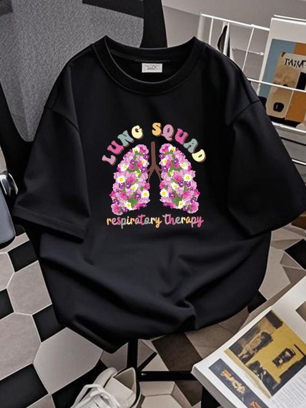 Lung Squad T Shirt Respiratory TherapisT SweaT PulmonologisT Floral RT Crew Soft Comfortable Stretched Graphic Casual Fashion Summer_viptrois.com