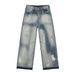 Men's Clothing Denim High Street Vibe Ripped Raw Edge Jeans Men's Trendy Brand Loose Straight Wide Leg Trousers_viptrois.com