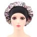 Hijab & Turban New Printed Satin Sleeping Cap Elastic Wide Brim Women's Hair Care Cap Round Hat Bonnet Witch Hat_viptrois.com