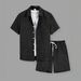 Men's Clothing Men's Summer Beach Two-Piece Set Short-Sleeved Shirt And Shorts Casual Vacation Suit Two-Tone Textured_viptrois.com