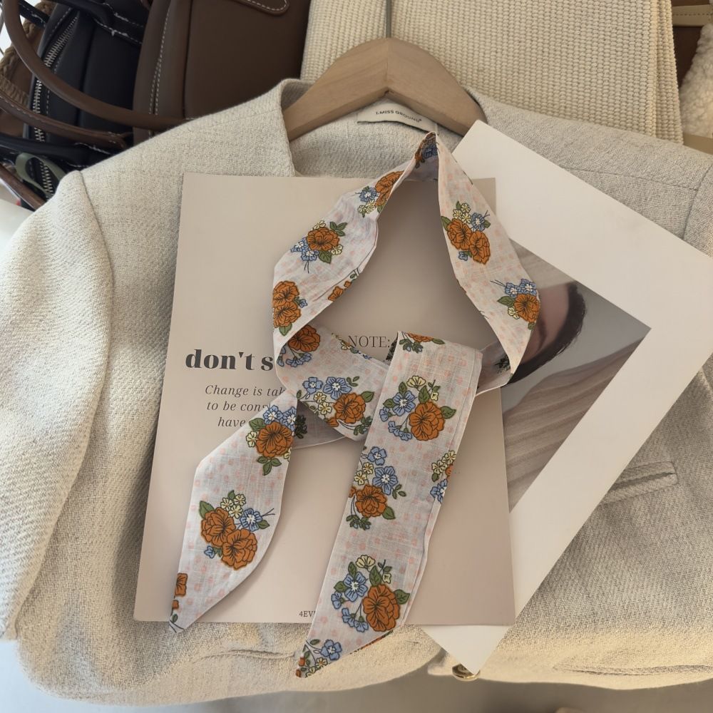 Narrow For Women, Versatile Summer Scarf, Korean Style, Thin And Long Ins Ribbon Decoration, Bag Tie, Small Neck Scarf_viptrois.com