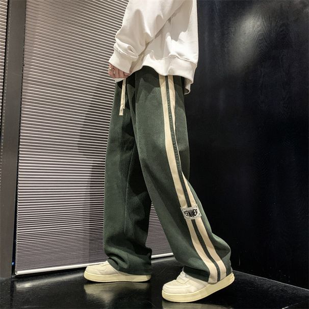 2025 Männer Casual Hosen Cord Koreanischen Stil Lose Overalls Hosen Gerade Breite Bein Hosen Paar Streetwear Neue Jogginghose_viptrois.com