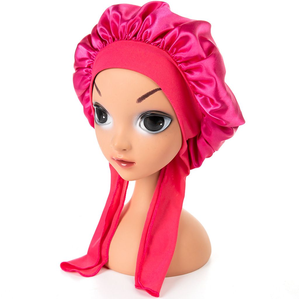 Children's New Elastic Ribbon Satin Hat Bow Baby Shower Cap Sleeping Cap One Piece Dropshipping_viptrois.com
