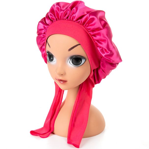 Children's New Elastic Ribbon Satin Hat Bow Baby Shower Cap Sleeping Cap One Piece Dropshipping_viptrois.com