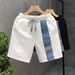 Men's Trendy Casual Summer Shorts Color Block Oversized Five Point Style Young Men's Clothing Bottoms_viptrois.com