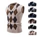 Argyle Knit Vest For Men – Slim Fit Sleeveless Sweater With V-Neck_viptrois.com