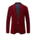 Man's clothing Men's suit Singer stage performance Burgundy velvet floral pattern coat slim wedding suit_viptrois.com