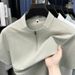 Men's Solid Color Quick Drying Half Zip Polo Shirt Short Sleeve Casual Fashionable Sporty Thin T-Shirt for Summer_viptrois.com