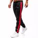 Men's Velvet Track Pants - Slim Fit With Side Stripes (Dark Gray/Black/Red/White, S-3XL)_viptrois.com