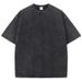 Retro Heavyweight Solid Color Short Sleeve T-Shirt Unisex Summer Street Fashion Washed Vintage Basic Popular Men's Top_viptrois.com
