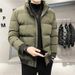 Men's Stylish Winter Jacket - Lightweight Polyester Padded Coat, Short Length Stand Collar Zip-Up Casual Outerwear For Youth (Black/Red/Green/)_viptrois.com
