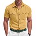 Men's Clothing Men's Shirt Summer New Corduroy Solid Color Short Sleeve Large Size_viptrois.com