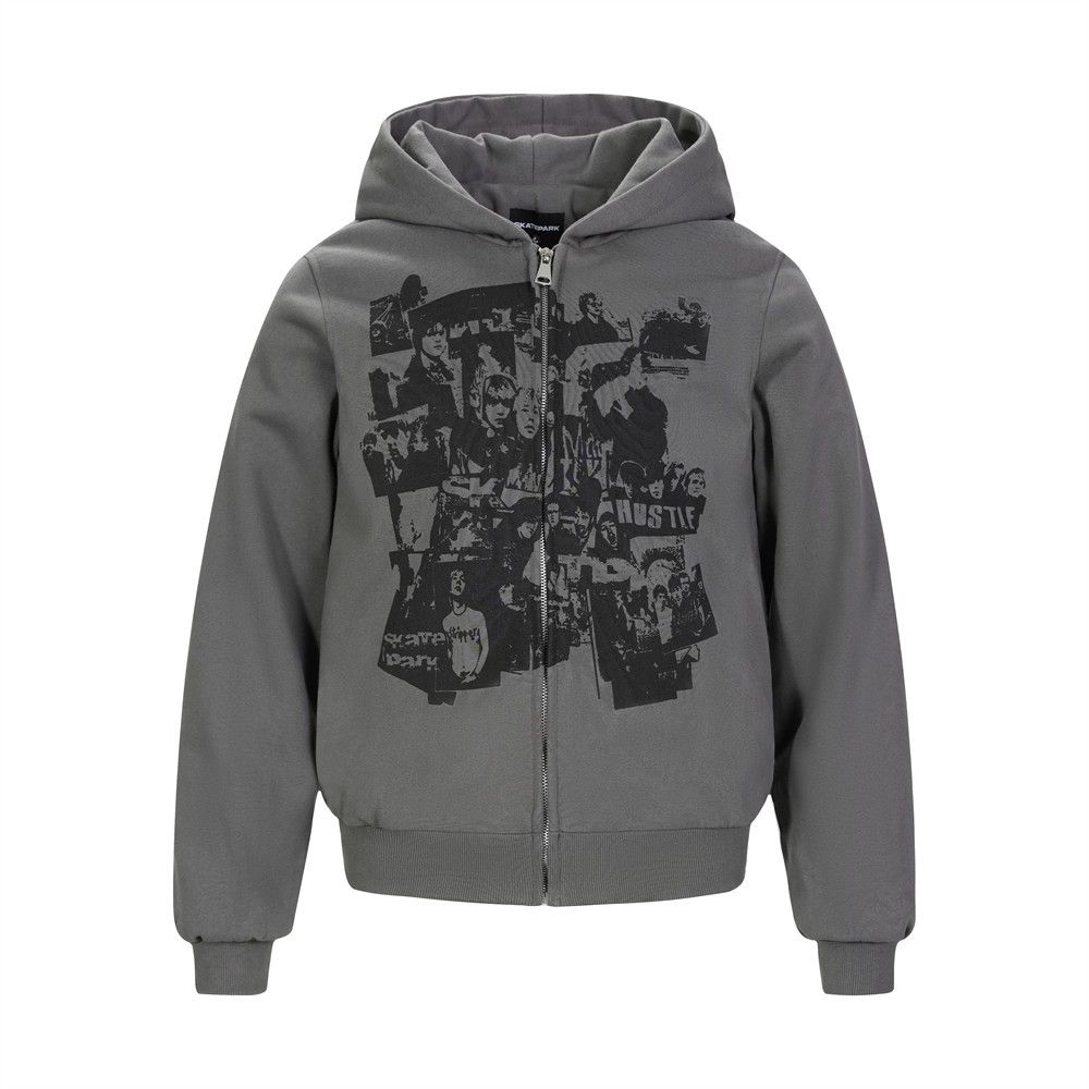 Rock Character Print Hooded Cardigan Sweatshirt For Men, Autumn Loose High Street Trendy Ins Casual Hoodie Outerwear_viptrois.com