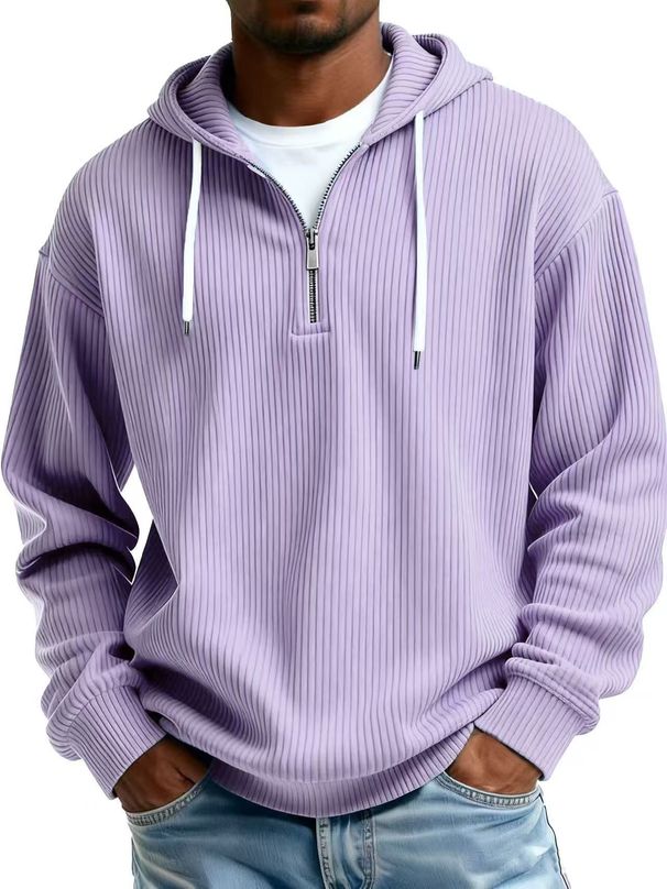 European And American New Heavyweight Long-Sleeve Hooded Jacket Men, Solid Color Loose Trendy Men's_viptrois.com