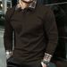 Men's Layered Collar Polo Shirt - Slim Fit Long Sleeve With Plaid & Contrast Trim, Breathable Polyester, Fall Casual Wear (S-2XL)_viptrois.com
