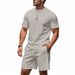 2025 Cross-border American Summer Men's Casual Simple Cool Breathable Pit Strip Loose Round Neck Short-sleeved Shorts Set_viptrois.com