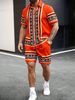 Men's Clothing Men's Striped Casual Digital Printing Suit Short Sleeved Shirt Men's Beach Pants Suit_viptrois.com