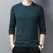 Men's Mulberry Silk Long Sleeve T-Shirt Round Neck Spring New Business Casual Versatile Top Solid Color Base Tee_viptrois.com
