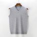 Wool Blend Vest Autumn New Casual V-Neck Solid Color Base Shirt Sweater Men's Clothing_viptrois.com