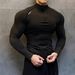 Men's Quick-Dry Stretch Fitness Top – Seamless Semi-Zip Training Shirt With Jacquard Pattern, Breathable & Slim Fit For Gym, Running & Casual Wear_viptrois.com