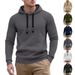 Men's Casual Hooded Sweatshirt With Jacquard Pocket, Lightweight Quilted Fabric, Loose Fit, (S-XXXL), Black/Gray/Khaki/Army Green/Navy_viptrois.com