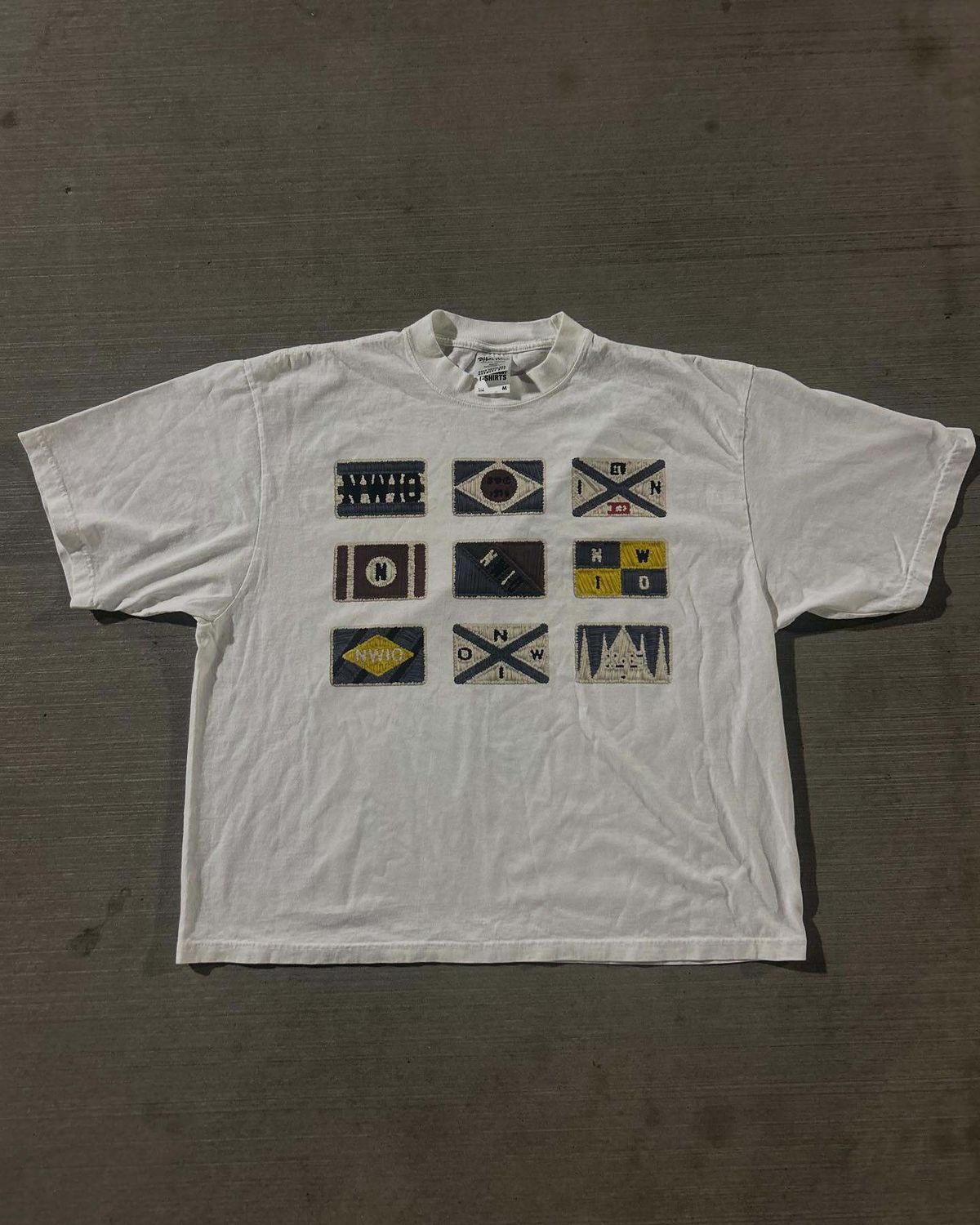 Men's Clothing American Simple Street Wear National Flag Multi Element Print Unisex Cotton Loose Pullover T Shirt_viptrois.com