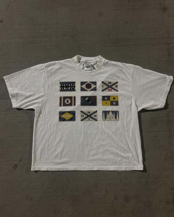 Men's Clothing American Simple Street Wear National Flag Multi Element Print Unisex Cotton Loose Pullover T Shirt_viptrois.com