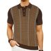 Men's Summer High end Ice Cool Silk Knitwear Thousand Bird Grid Jacquard Business Polo Shirt SY0199_viptrois.com