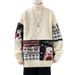 Pure Anyang High Neck Men's Christmas Bear Lazy Couple Loose Knitted Sweater Winter Thickened Warm Knitwear_viptrois.com