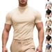 Men's Clothing Spot Summer Solid Color Short Sleeved Fashion Bottoming Shirt Men's Tight High Collar T Shirt_viptrois.com