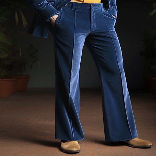 Men's Clothing Men's Velvet Slant Pocket Comfortable Business Daily Vacation Fashion Flared Trousers_viptrois.com