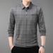 Autumn New Turn-Down Collar Long Sleeve T-Shirt Real Pocket Thin Plaid Middle-Aged Men's Polo Shirt Wholesale_viptrois.com
