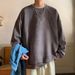 New suede hoodie for men in spring and autumn, loose fitting with inner layer, men's round neck long sleeved base shirt_viptrois.com